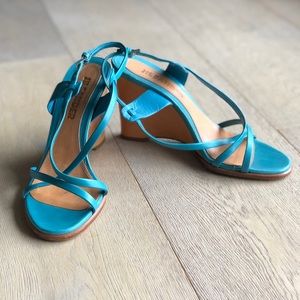 Gorgeous Italian made teal summer wedges